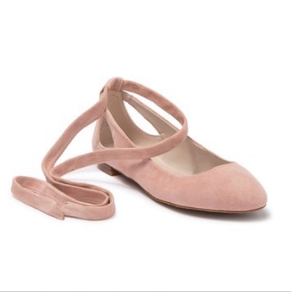 Kenneth Cole Wilhelmina Rose Suede Ankle Tied Flat